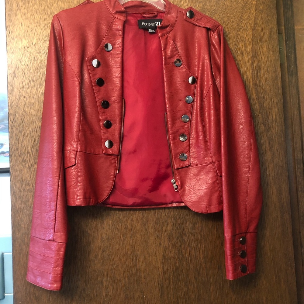 Forever 21 red leather jacket